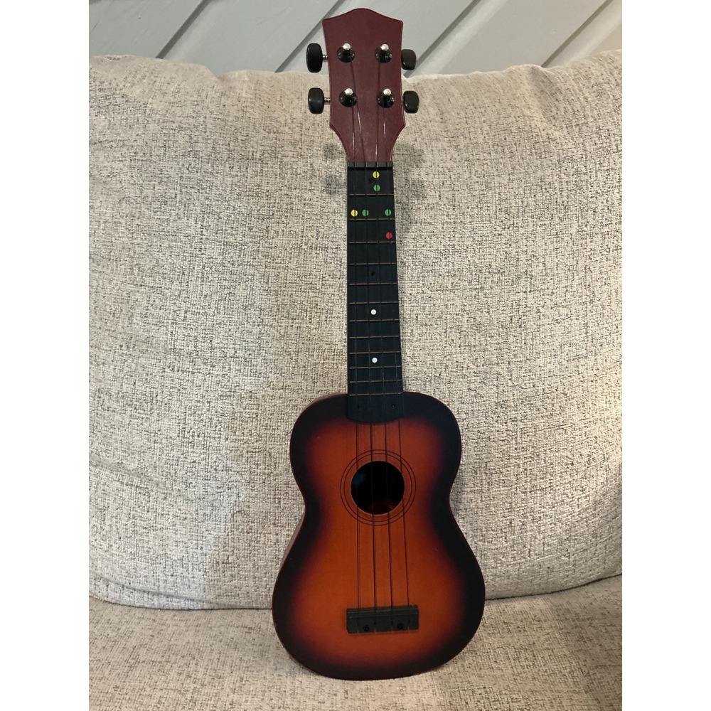 Beginner Soprano Ukulele Sunburst Finish with Color Coded Fret Markers 4 String